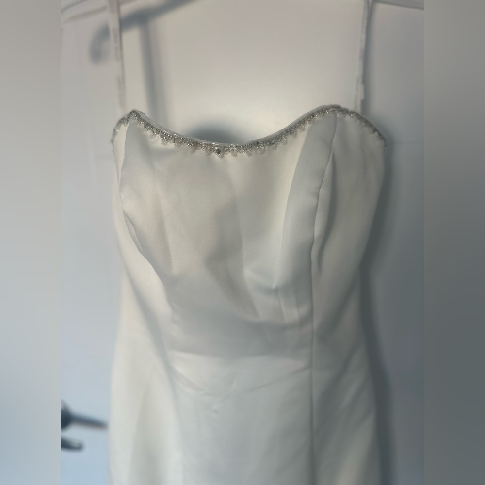 NWT Alfred Angelo Strapless Mermaid Wedding Dress White | Button Back Train Gown
